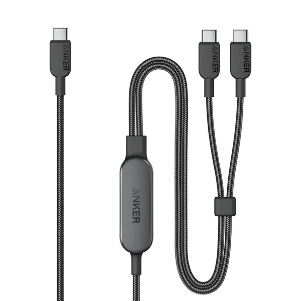 Anker A8895 2-in-1 USB-C to Dual USB-C Braided Cable 140W – Fast Charging for iPhone 16, MacBook, iPad & More