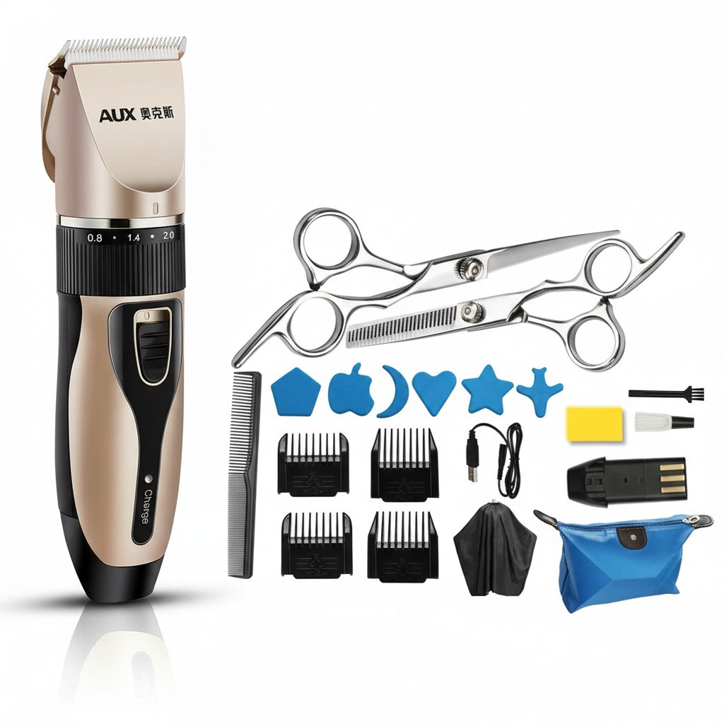 AUX Professional Hair Clipper for Men - Cordless Rechargeable Electric Trimmer for Home Use