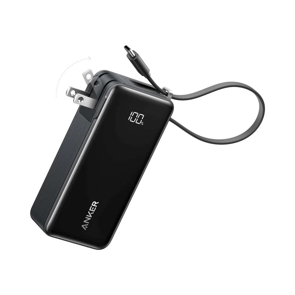 Anker 30W Power Bank 10000mAh, 3-in-1 Portable Charger with Built-In Cables for iPhone & Android