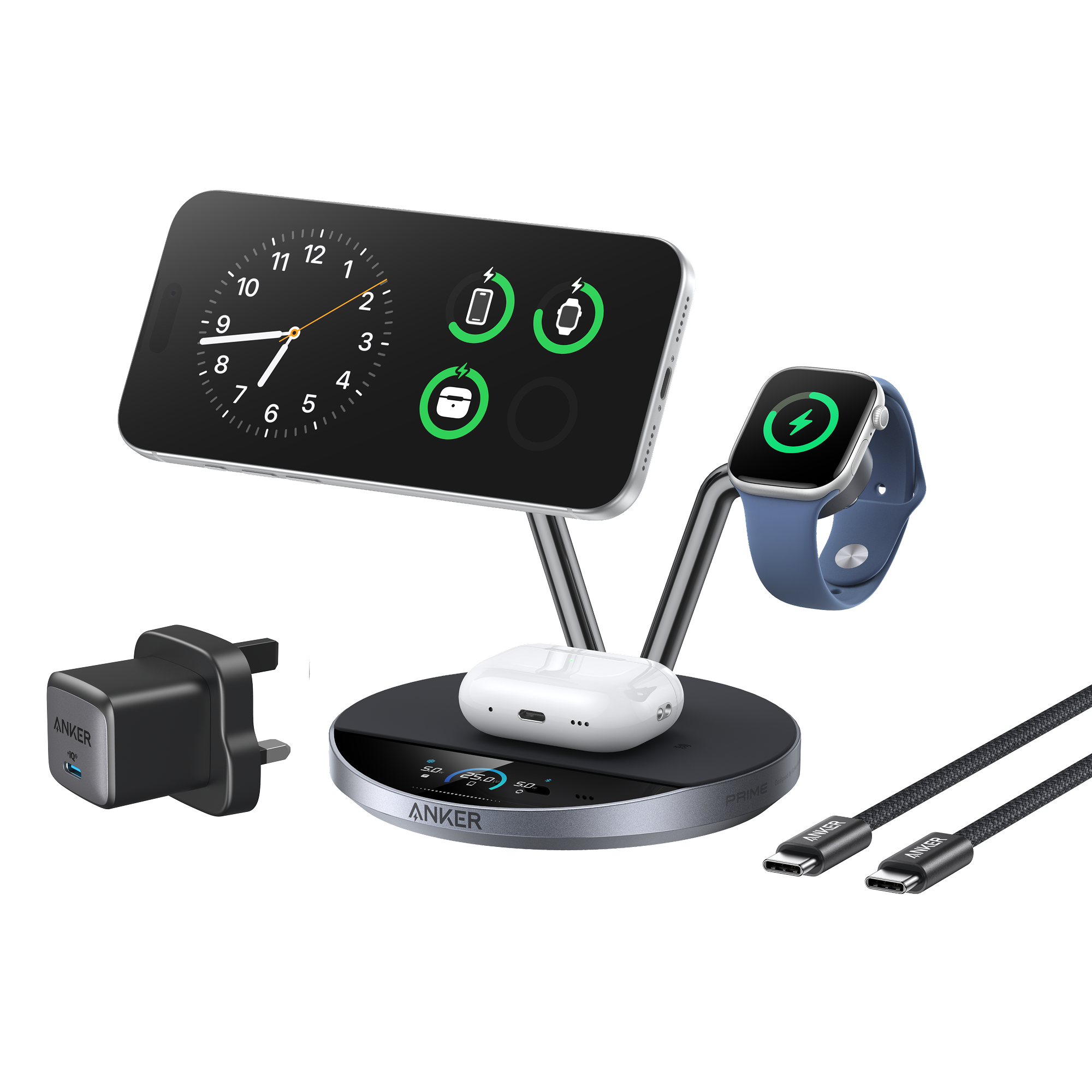 Anker Prime Wireless Charging Station (3-in-1, MagGo, AirCool, Dock Stand)