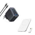 Powerbank Nano firmy Anker, super cienki, 5 000 mAh magnetyczna bateria i Anker Nano USB C Ładowarka sieciowa, 3-portowa ładowarka typu C