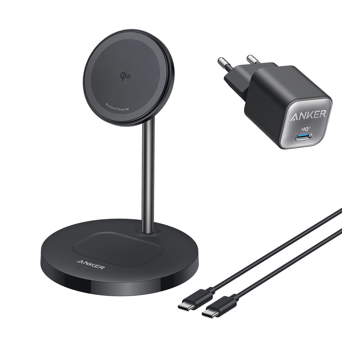 Ładowarka Anker 511 (Nano 3, 30 W) i Anker MagGo indukcyjna stacja ładująca 2 w 1, 15W, kompatybilna z MagSafe