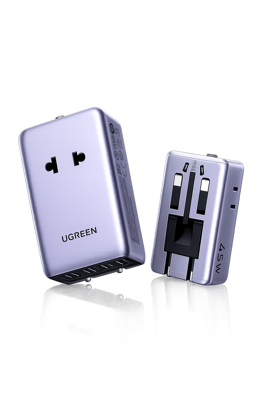 UGREEN 45W Universal Travel Adapter with 2A2C+2AC Ports – Works in 200+ Countries