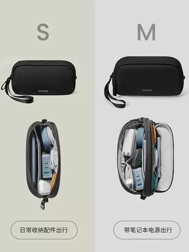 tomtoc T12 Tech Organizer Bag - Portable Electronics Accessories Pouch for Cables, Chargers, Hard Drives, and More