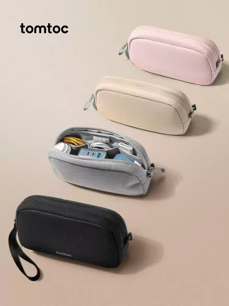 tomtoc T12 Tech Organizer Bag - Portable Electronics Accessories Pouch for Cables, Chargers, Hard Drives, and More