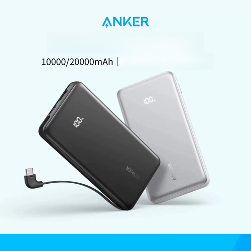 Anker Nano 22.5W Power Bank, Ultra-Slim Portable Charger with Built-In USB-C Cable