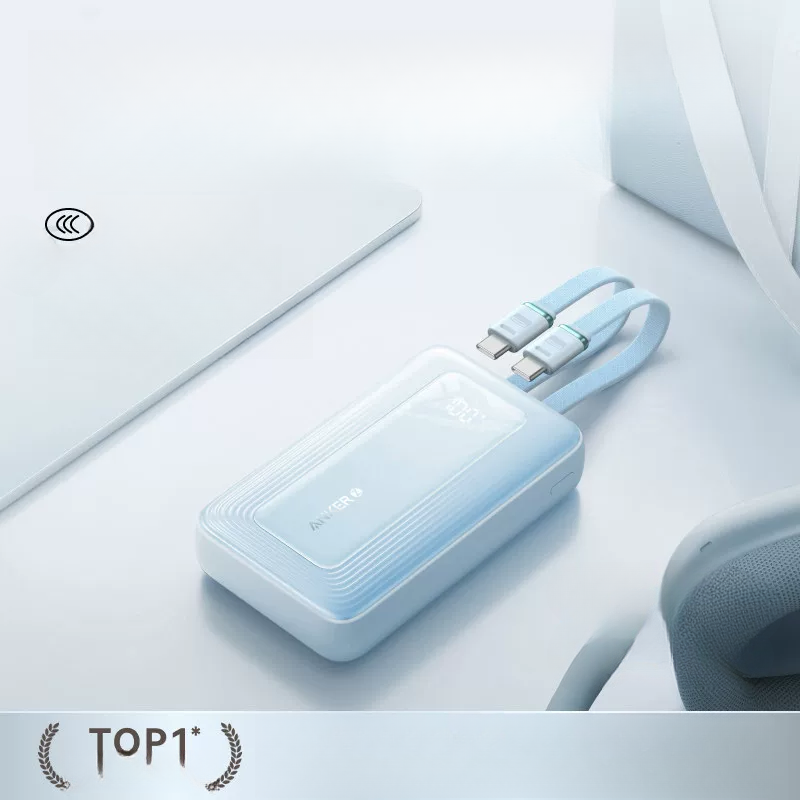 Anker Zolo Power Bank 20000mAh 45W, Portable Charger with Dual Built-In USB-C Cables