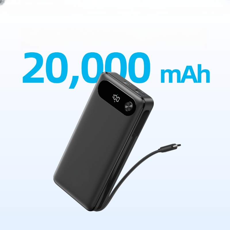 Anker Power Bank 45W with Built-In USB-C Cable, Portable Charger for Phones & Laptops