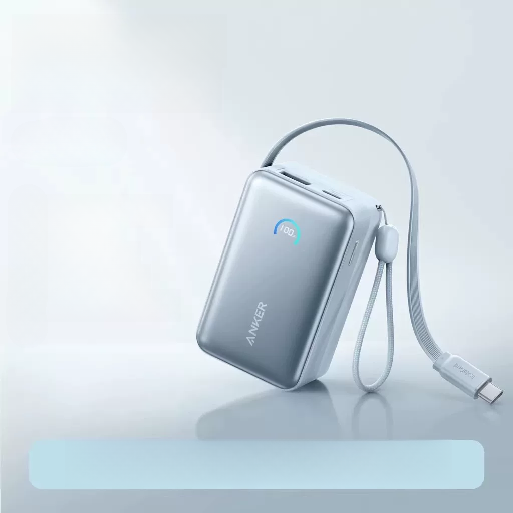 Anker Nano A1638 45W Power Bank 10000mAh, Energy Pod with Retractable USB-C Cable