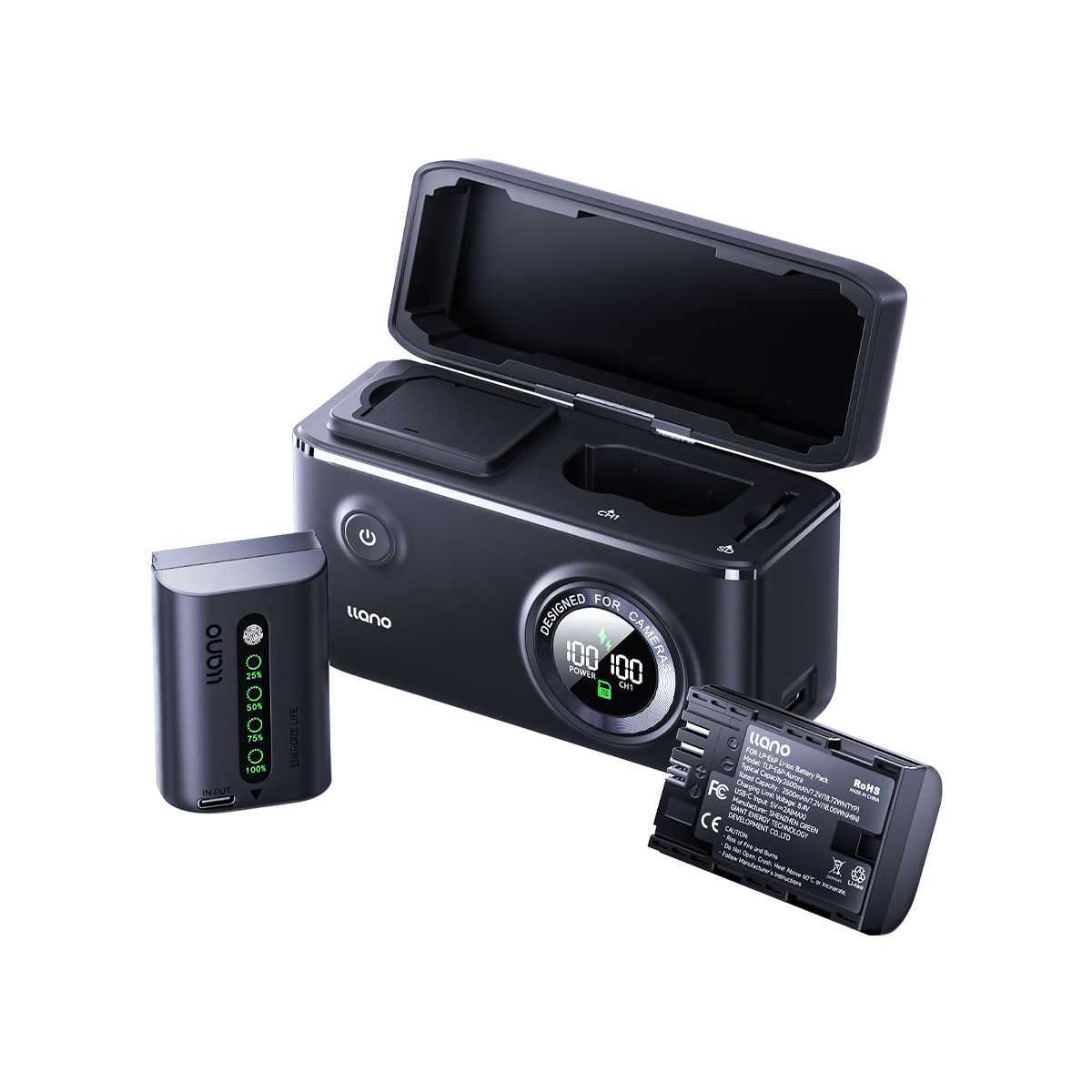Llano Voltcase Cs2 pro Lp-E6p Battery & Charging Case Kit for Canon Cameras