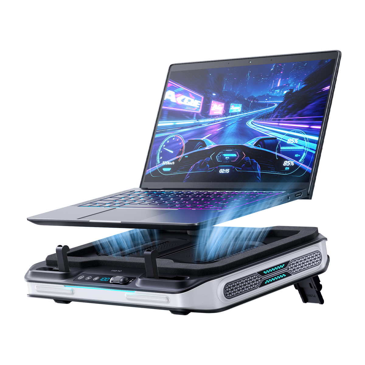 llano V11Pro RGB Laptop Cooling Pad (Black Gray)