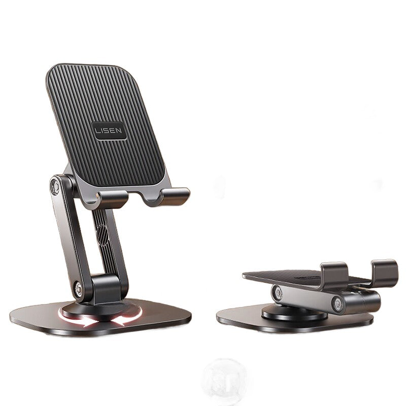 Lisen All-Metal Phone & Tablet Stand - 360° Rotating, Height Adjustable, Foldable Lazy Holder for Live Streaming & Watching