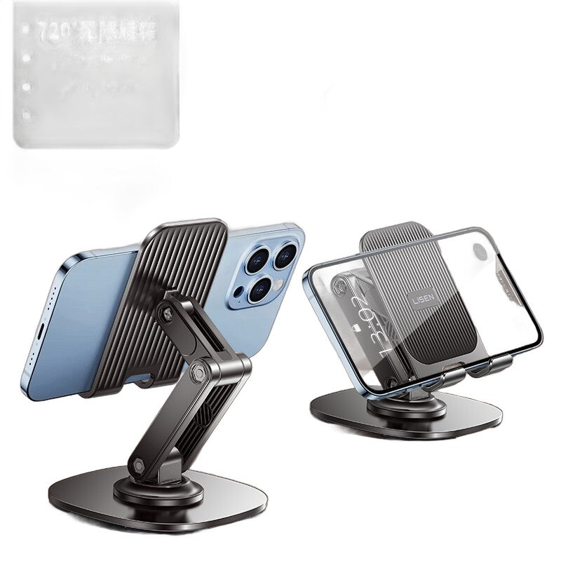 Lisen All-Metal Phone & Tablet Stand - 360° Rotating, Height Adjustable, Foldable Lazy Holder for Live Streaming & Watching