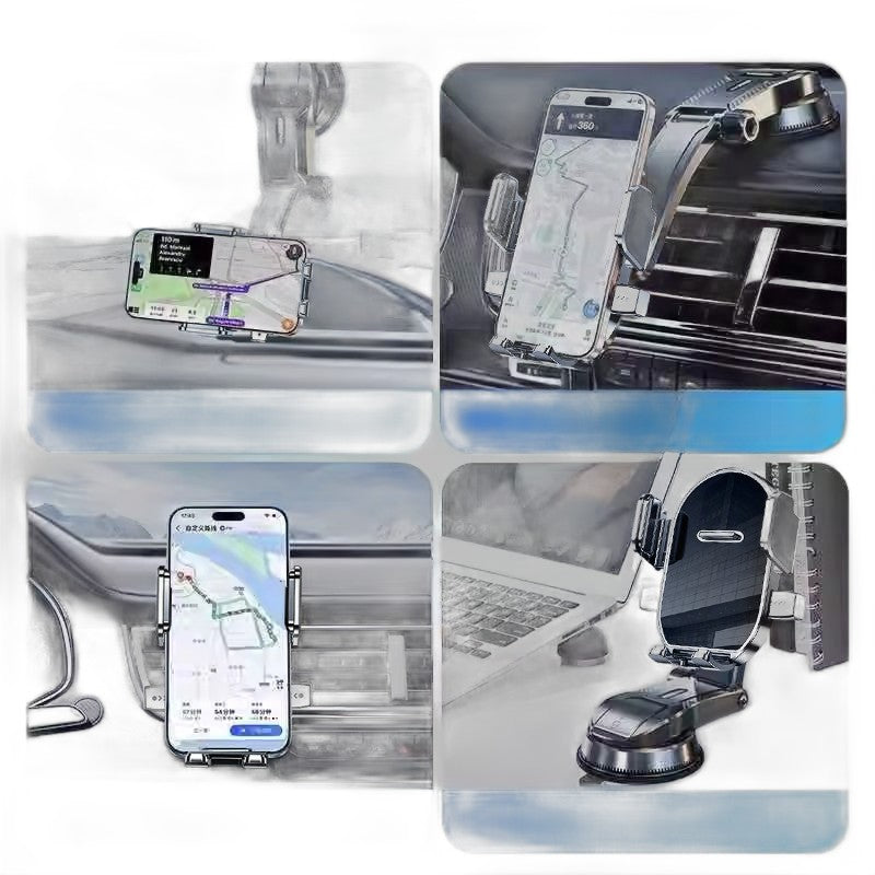 Car Phone Holder Mount - Universal Dashboard & Windshield Suction Cup for Secure Navigation