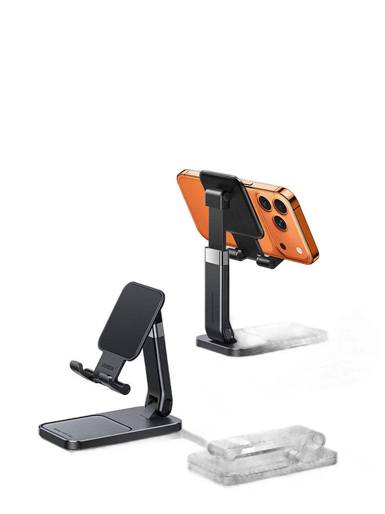 UGREEN Metal Phone Stand for Desk - Adjustable Height & Angle, Foldable Tablet Holder for Live Streaming, Office, Bedside - Universal Compat