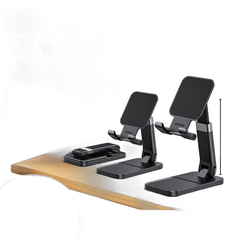UGREEN Metal Phone Stand for Desk - Adjustable Height & Angle, Foldable Tablet Holder for Live Streaming, Office, Bedside - Universal Compat