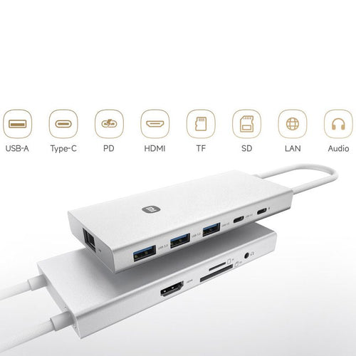 10-in-1 USB-C Hub for Xiaomi Laptops - Multi-Port Adapter with HDMI, SD Card Reader, PD Charging